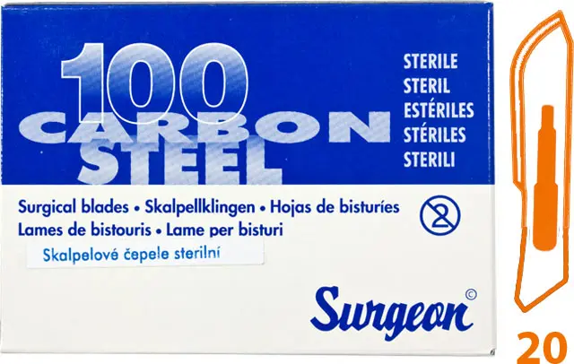 7479_CEPELKY SKALPELOVE SURGEON C. 20 STERILNI 100 KS